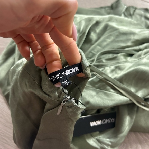 Fashion Nova Special Date Satin Maxi Dress - Olive - Picture 8 of 15